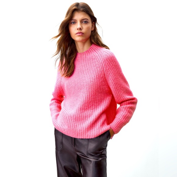 Massimo Dutti Italian Yarn knit sweater Wool Blend Pink S - Picture 15 of 15